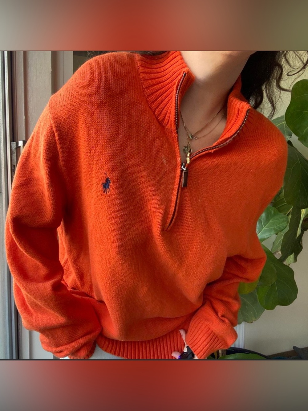 Vintage Polo Ralph Lauren bright orange heavy sweater